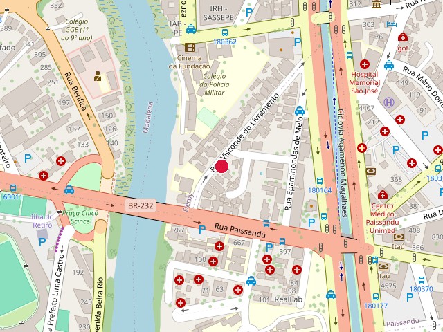 Mapa de localização no Derby, Recife